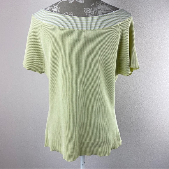 Style & Co Yellow Citrine Boatneck Top Silk XL Short Sleeve - Picture 5 of 7